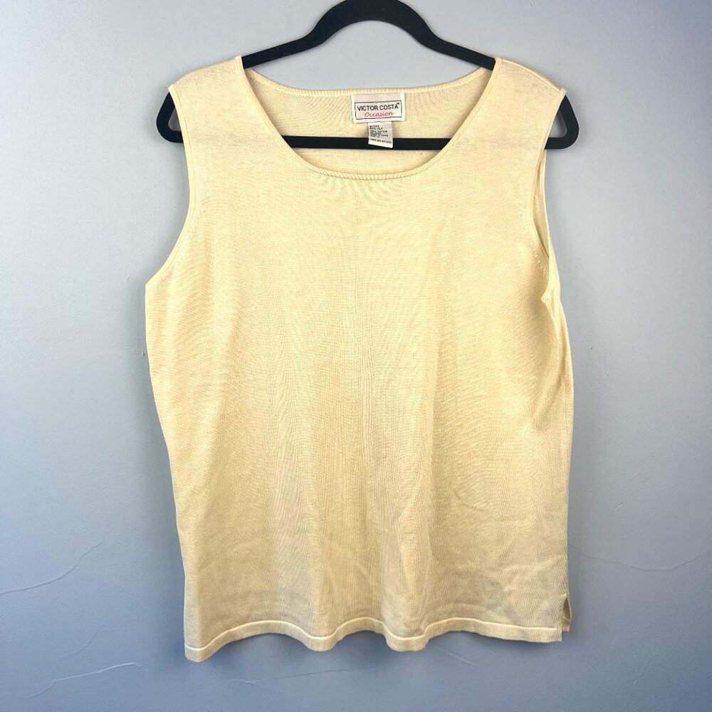 Vintage Victor Costa Occasion Silk Blend‎ Off-white Sleeveless Top Size 1X